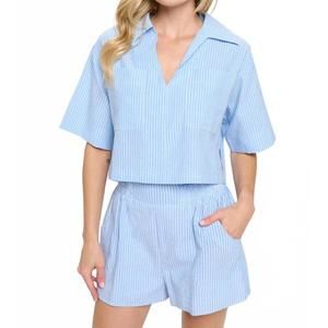 NEW MEET ME IN SANTORINI cerulean stripe set in blue
